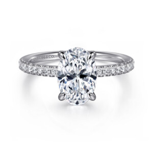 Stasia – 14K White Gold Oval Cut Diamond Engagement Ring