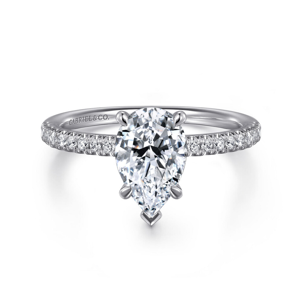 Stasia – 14K White Gold Pear Shape Diamond Engagement Ring
