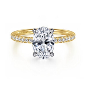 Stasia – 14K White-Yellow Gold Oval Diamond Engagement Ring