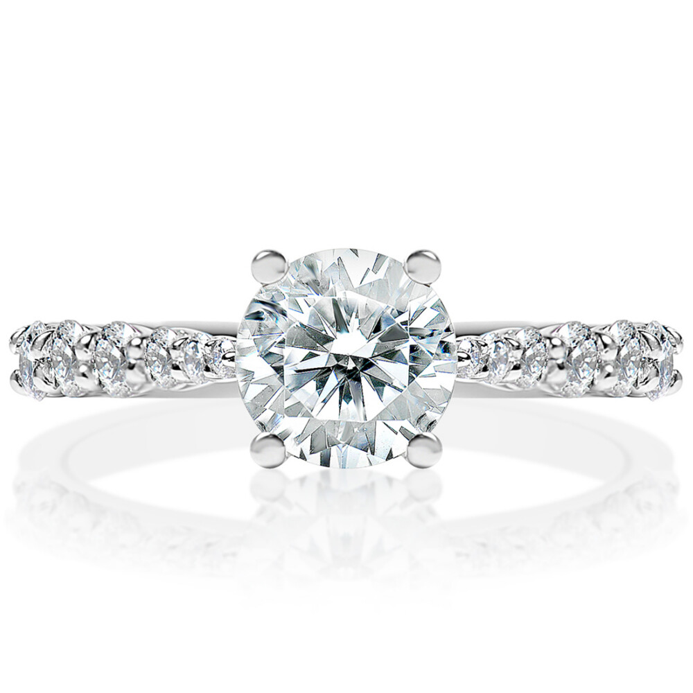 Round Diamond Tapered Shank Diamond Band Engagement Ring