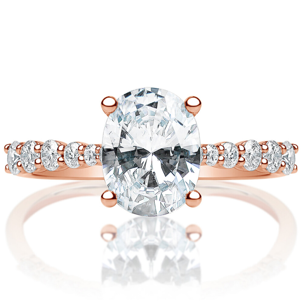 Oval Diamond Tapered Shank Diamond Band Engagement Ring