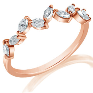 Leafy Marquise Anniversary Band