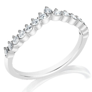 Diamond Half Bezel Shared Prong Curved Band