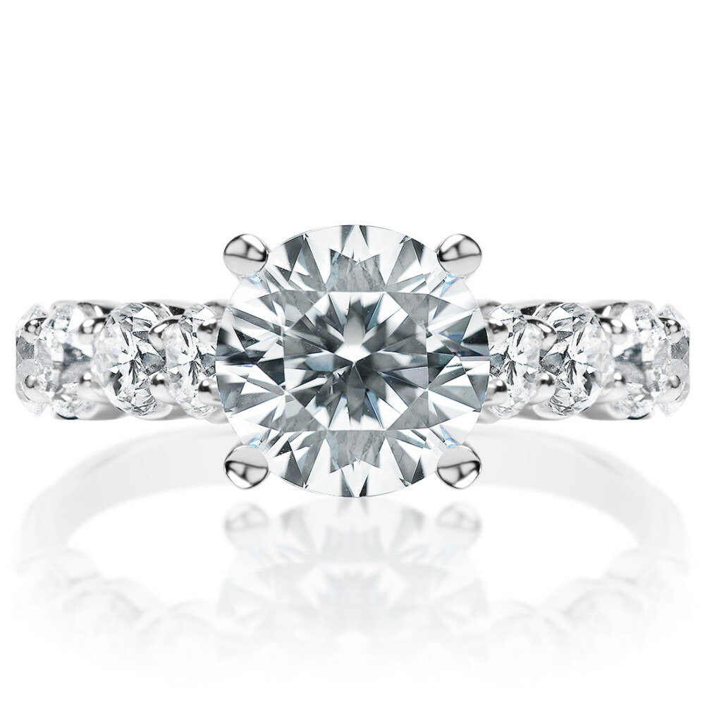 Round Diamond Double Shared Prong Engagement ring