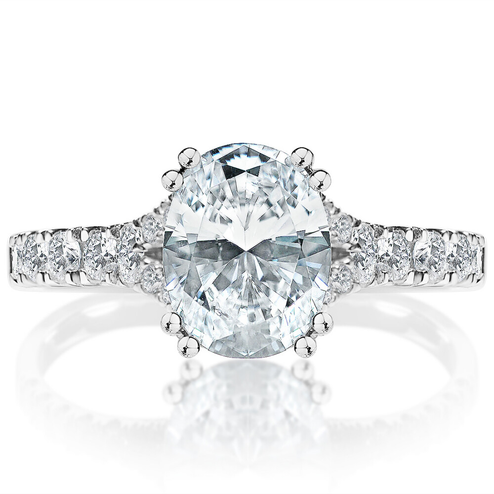 Oval Diamond Double Prong Split Shank Engagement Ring