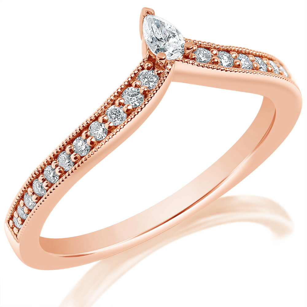 Diamond Pear Point Curved Band