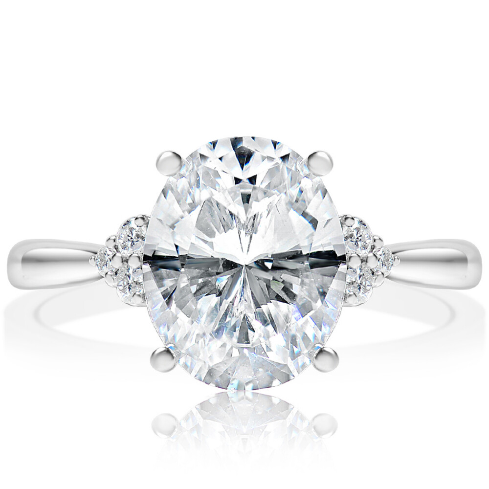 Oval Diamond Cluster Engagement Ring