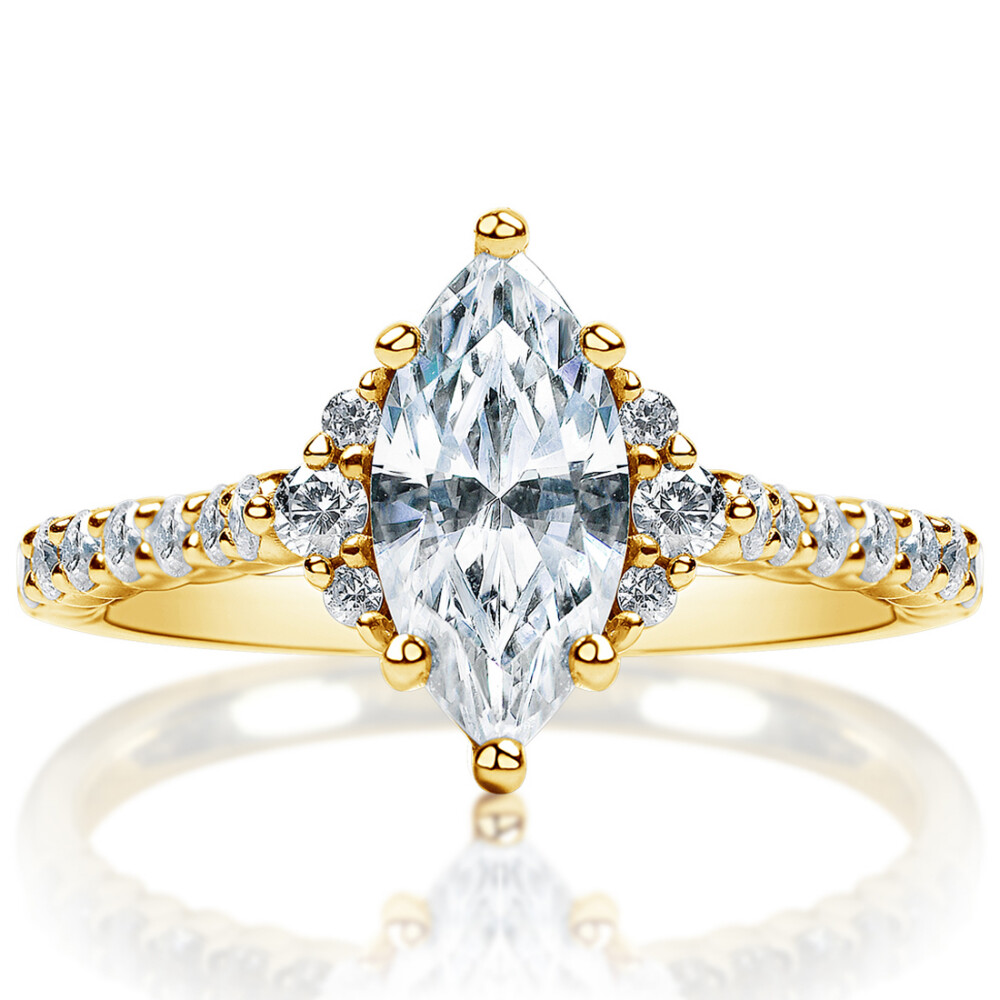 Marquise Diamond Side Halo Engagement Ring