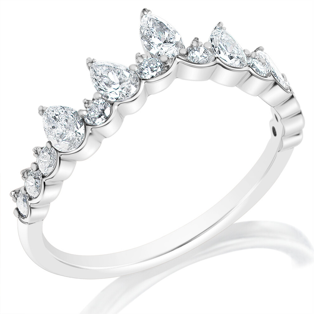 Pear and Round Scalloped Curved Band