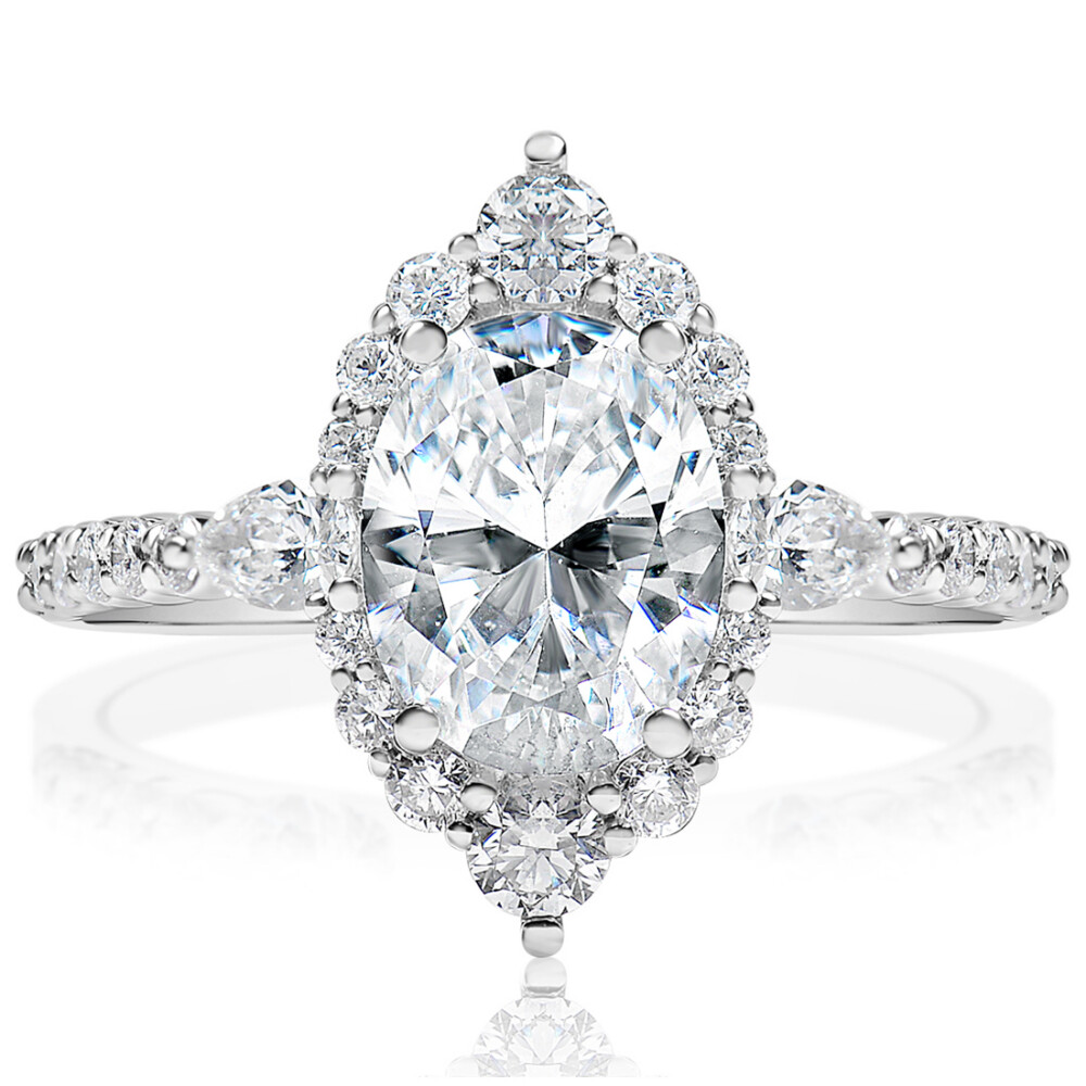 Marquise Halo Oval Diamond Engagement Ring