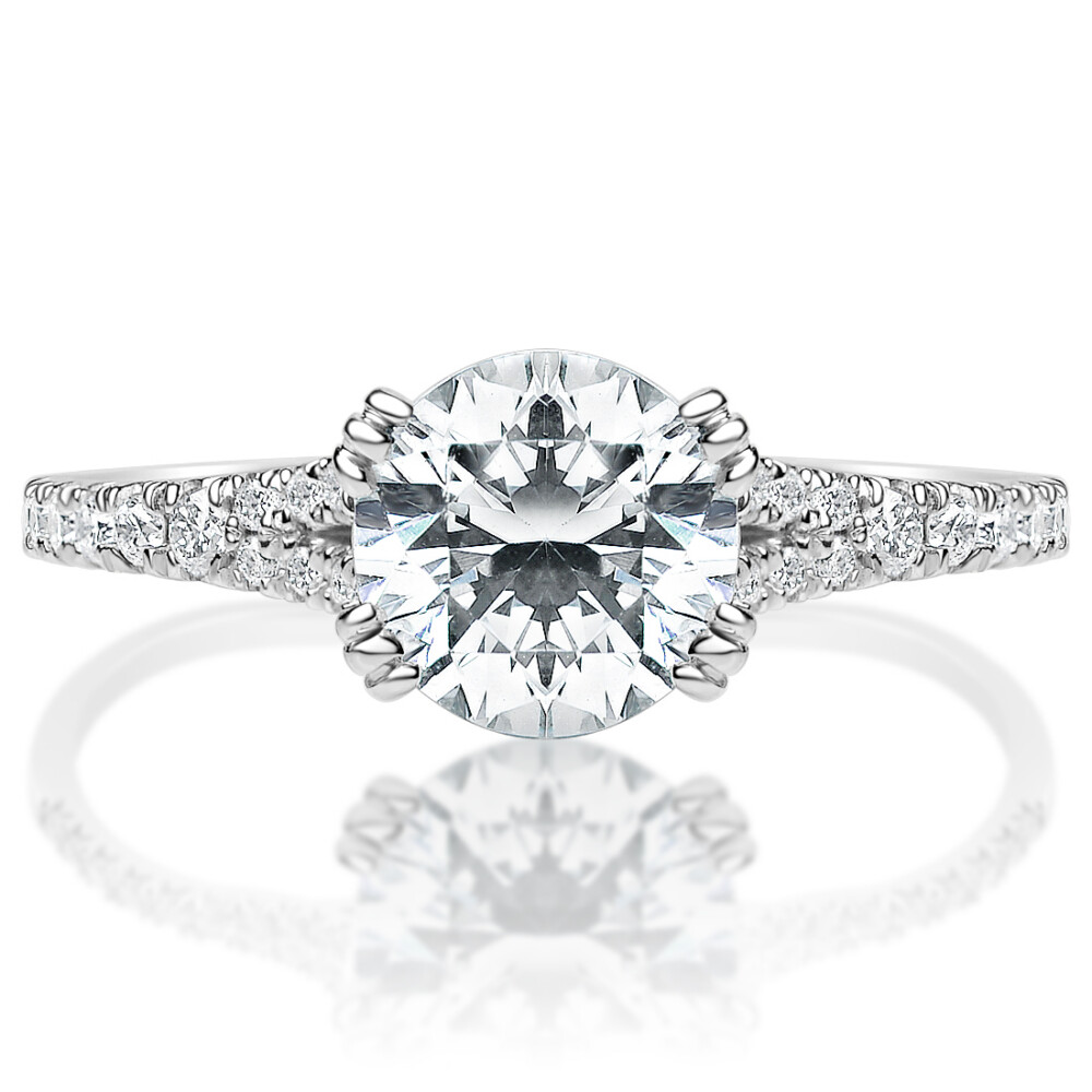 Round Diamond Triple Prong Split Shank Engagement Ring