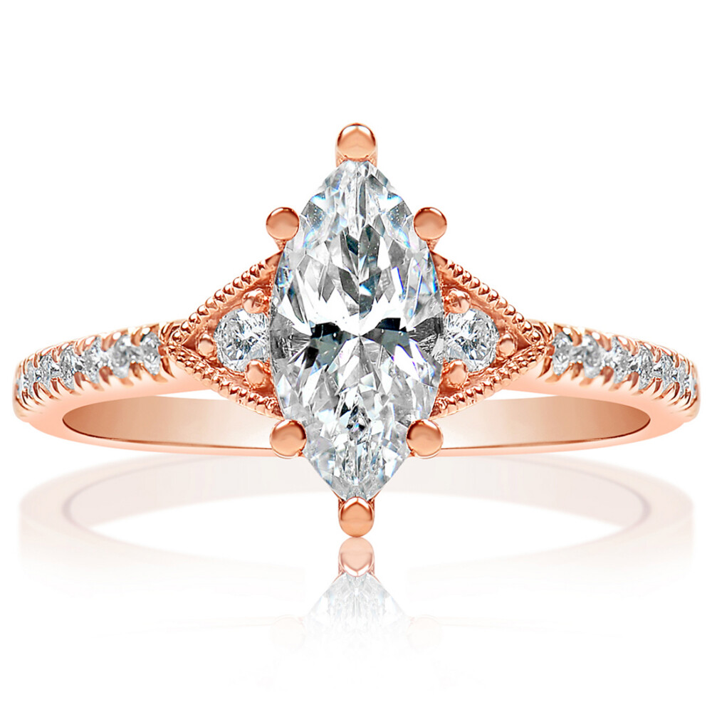 Marquise Diamond with sidestones Engagement Ring