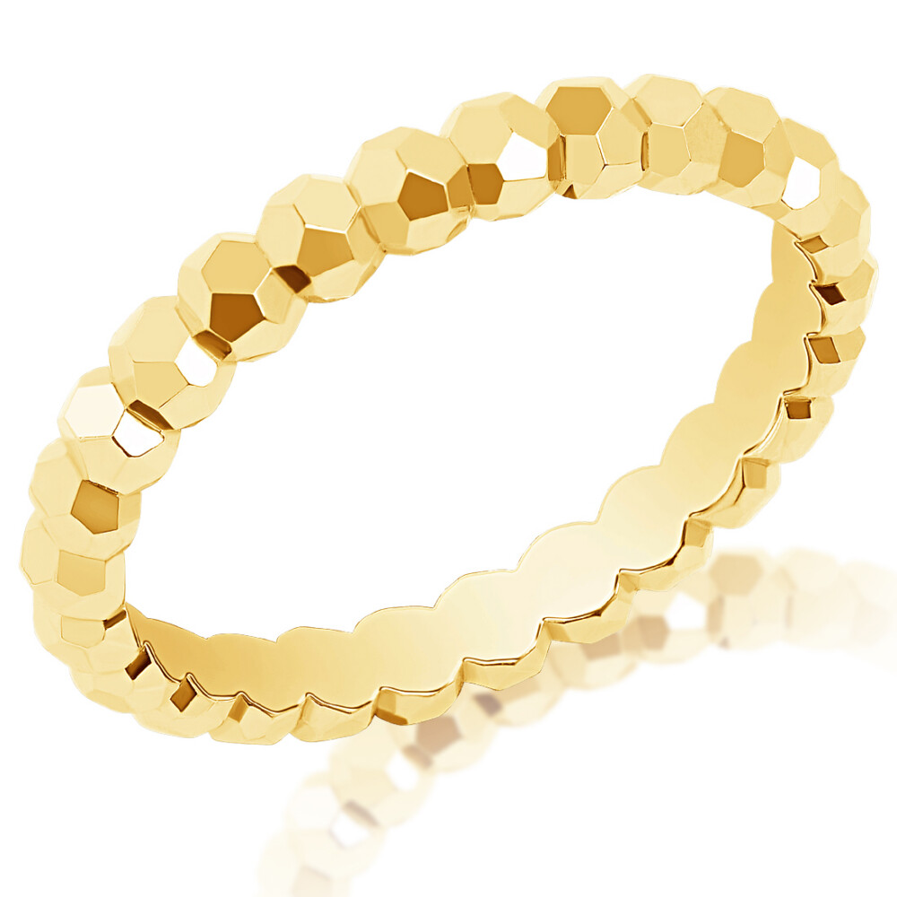 High Polish Beaded Wedding Band