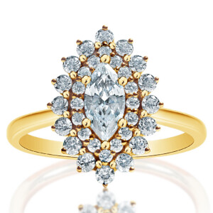 Marquise Diamond Double Halo Engagement Ring