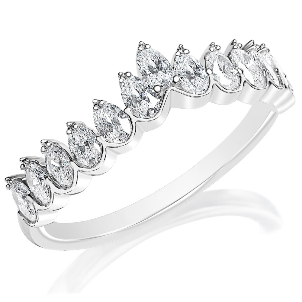 Pear Diamond Scalloped Curved Band