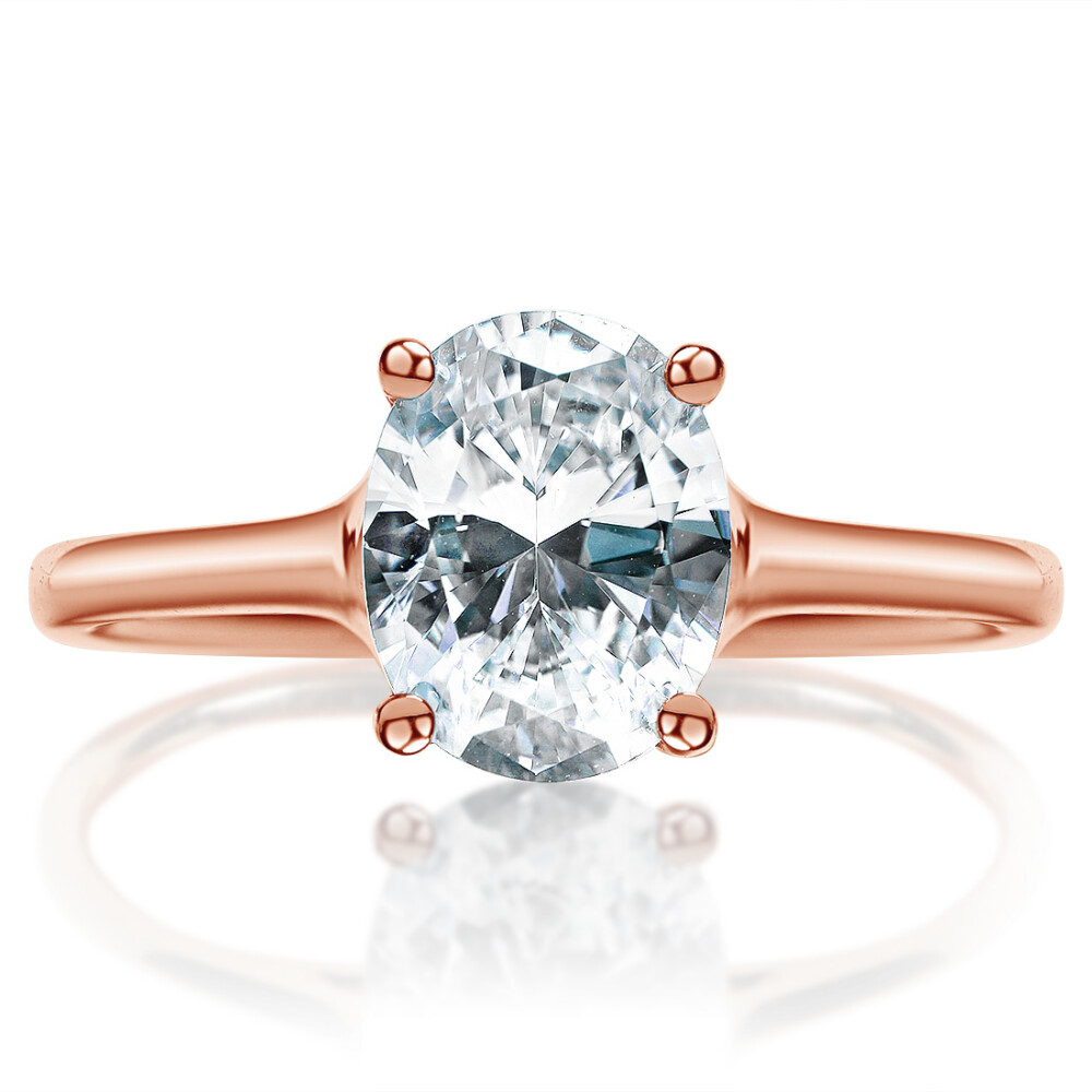 Oval Solitaire Graduated Band Engagement Ring