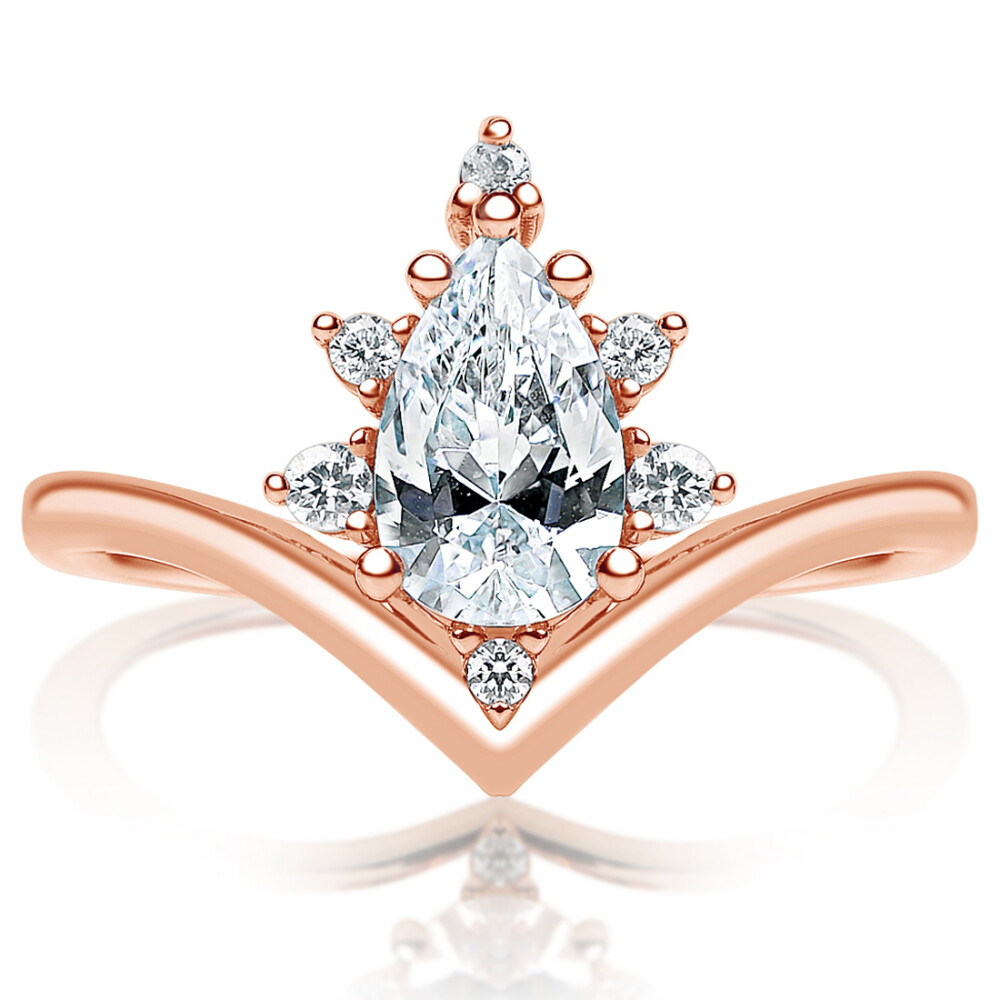 Pear Diamond Halo with Curved Band Engagement Ring