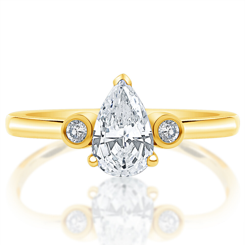 Pear Diamond Bezel Sidestones Engagement Ring