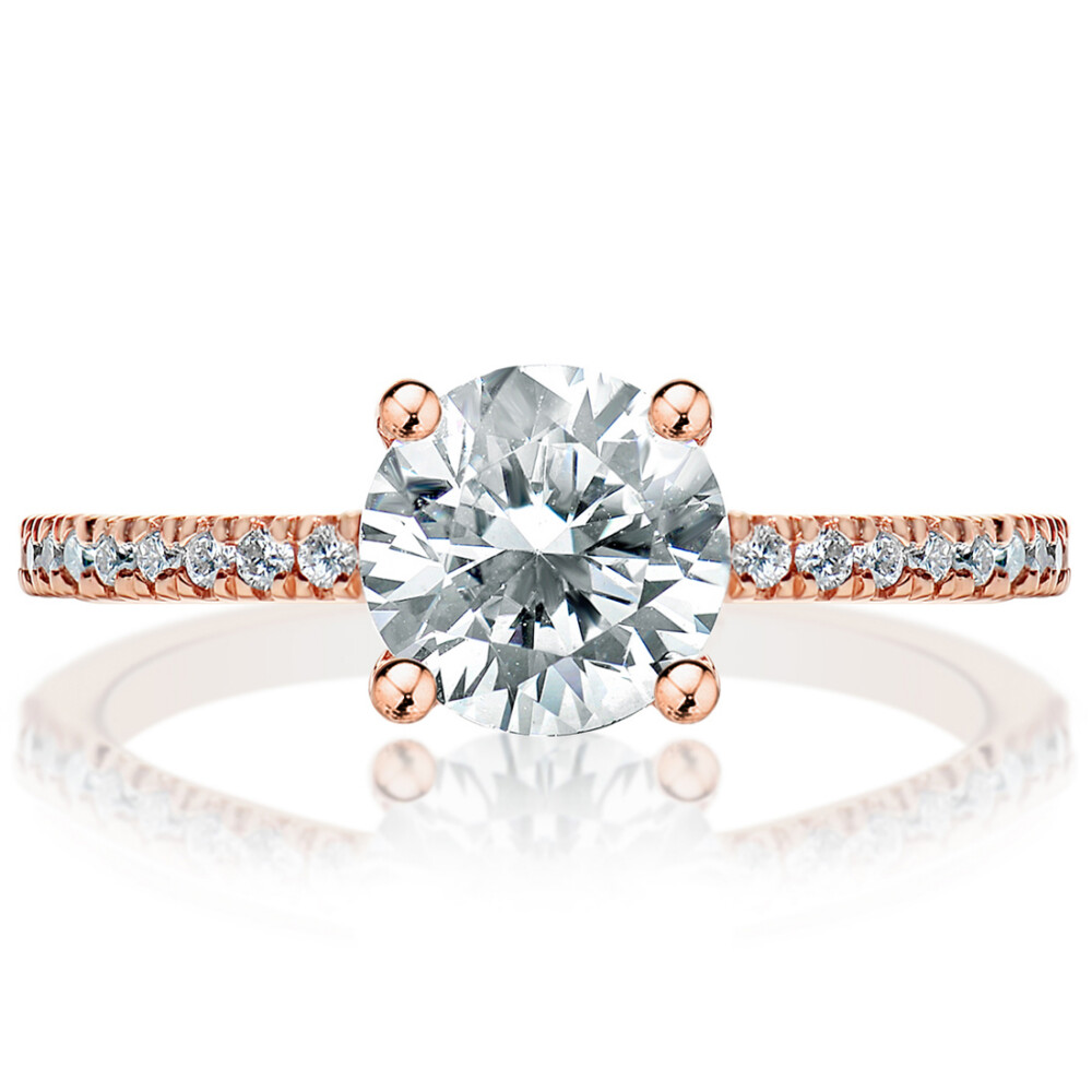 Round Diamond Hidden Halo Diamond Band Engagement Ring