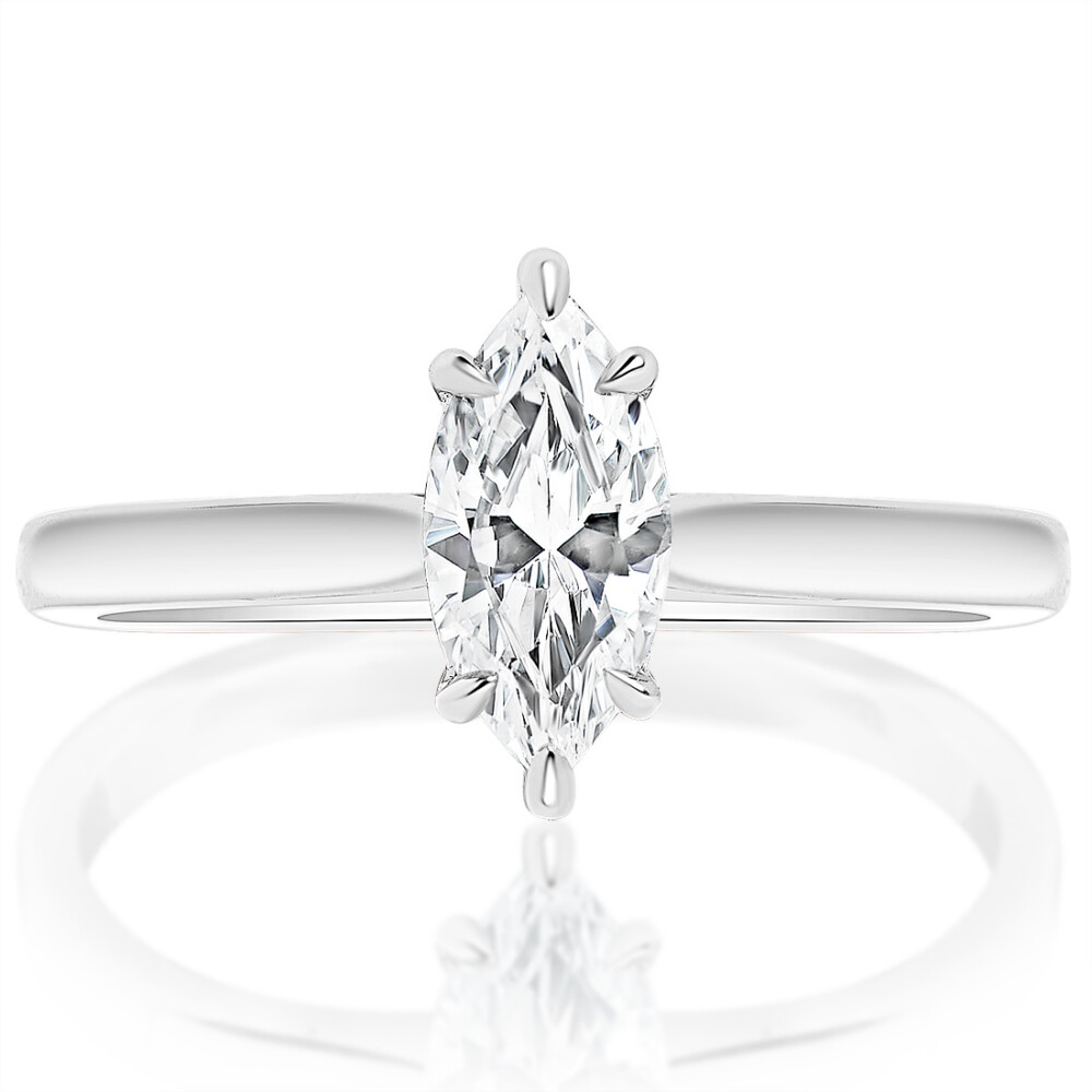 Marquise Diamond Eagle Claw Tapered Band Engagement Ring