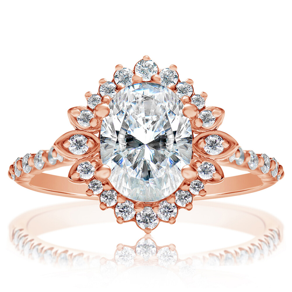 Oval Diamond Floral Halo Engagement Ring