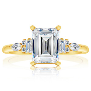 Emerald Diamond Cluster Engagement Ring