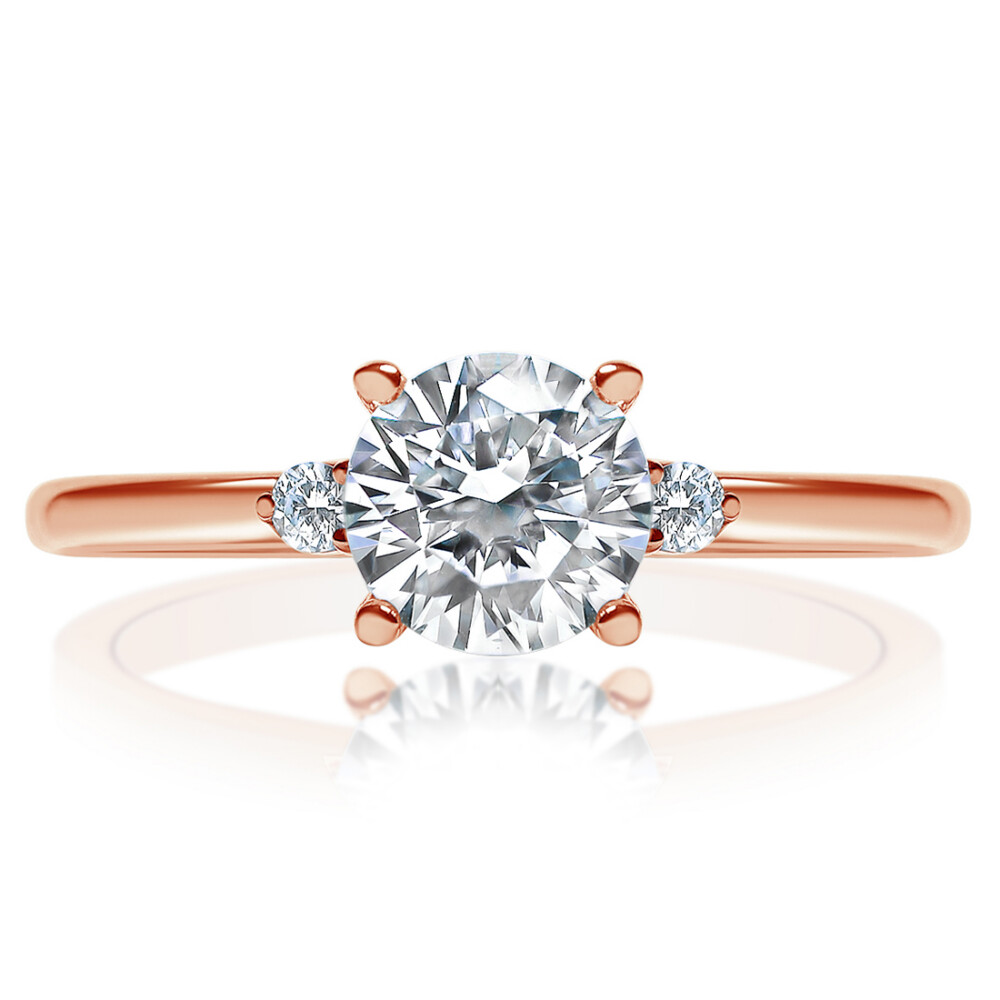 Round Three Stone Engagement Ring