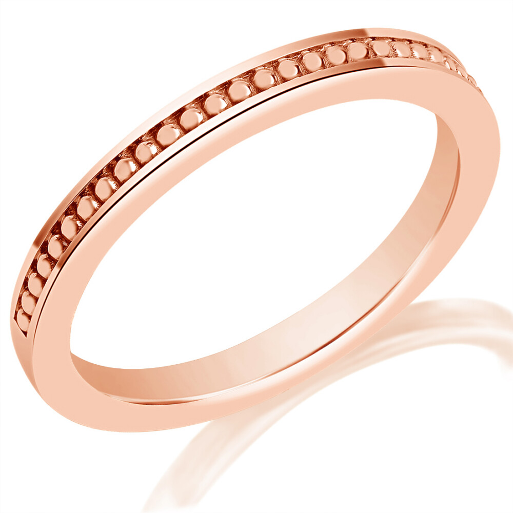 High Polish Beaded Channel Wedding Band