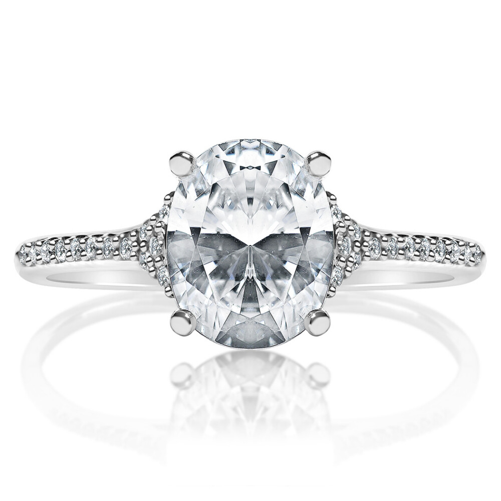 Oval Diamond Split Shank Engagement Ring