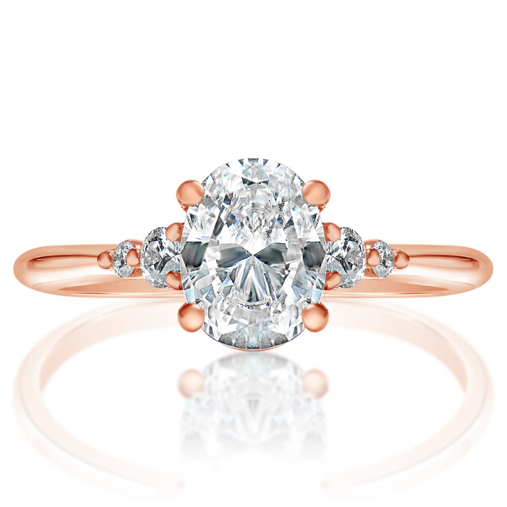 Oval Diamond with Sidestones Engagement Ring