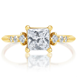 Princess Diamond Kite Sidestones Engagement Ring
