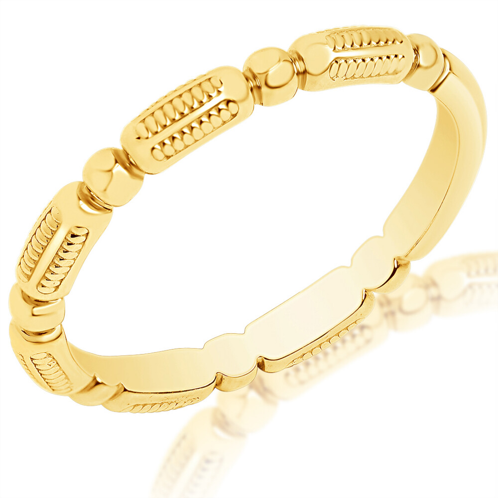 High Polish Beaded Wedding Band