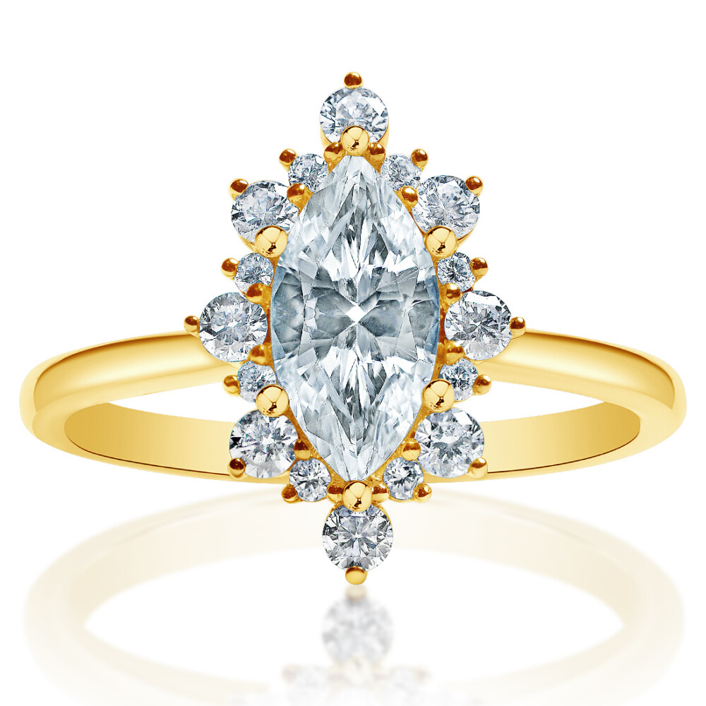 Marquise Diamond Halo Engagement Ring