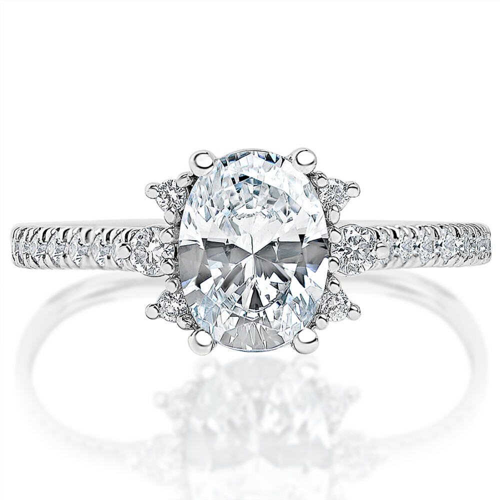 Oval Diamond Cluster Engagement Ring