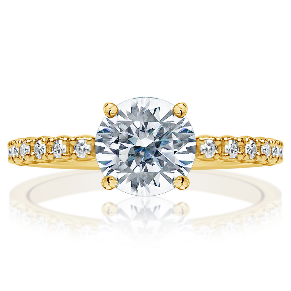 Round Diamond Shared Prong Band Engagement Ring
