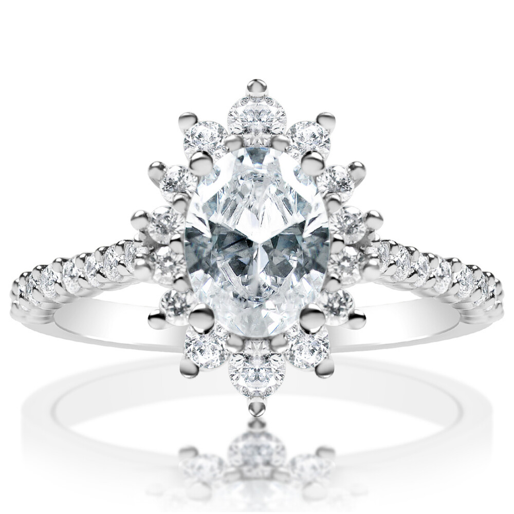 Oval Diamond Floral Halo Engagement Ring