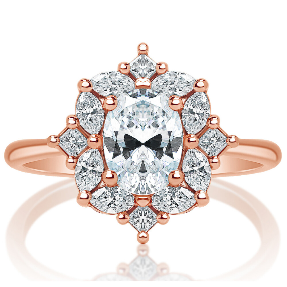 Oval Diamond Fancy Halo Engagement Ring