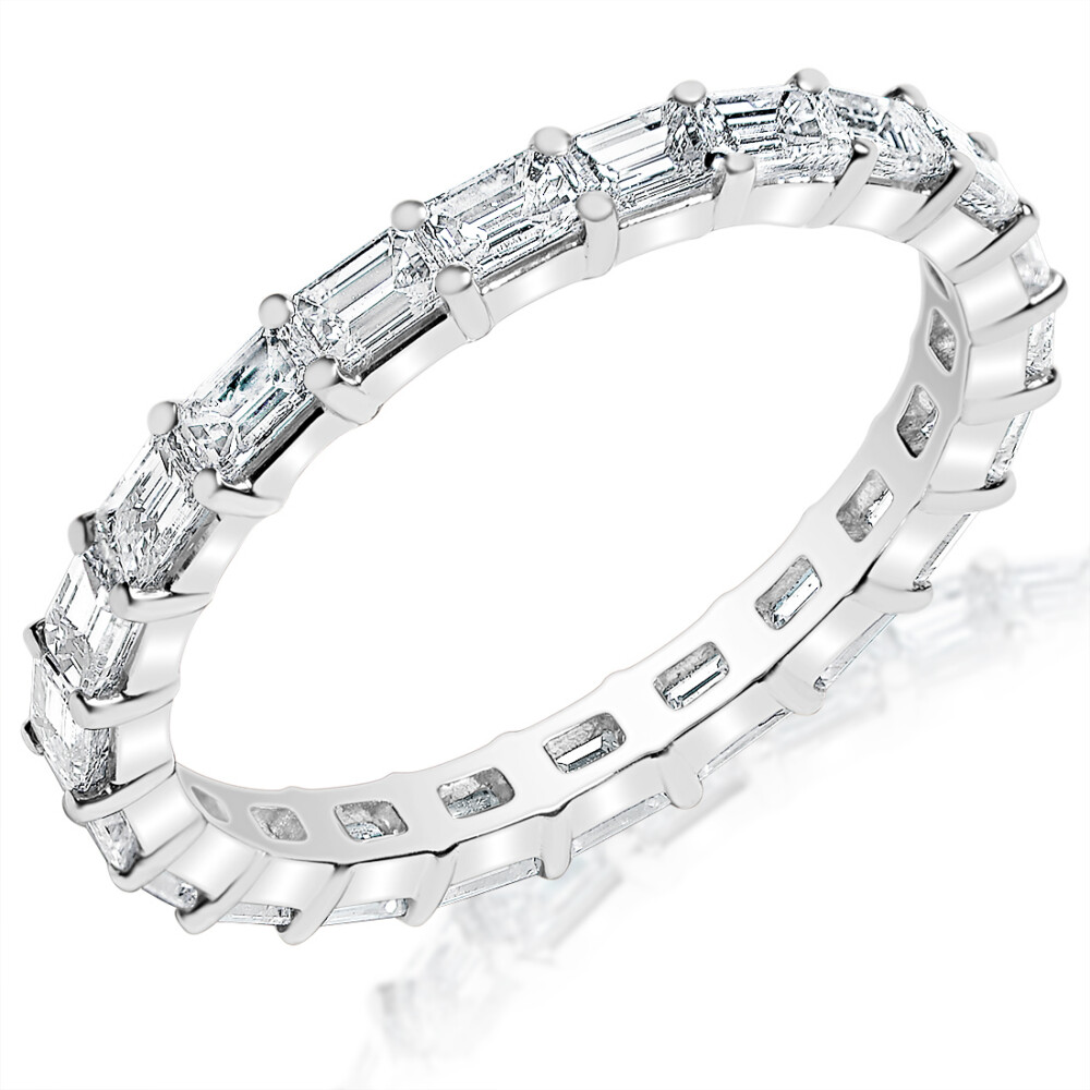 East-West Emerald Diamond Eternity Ring