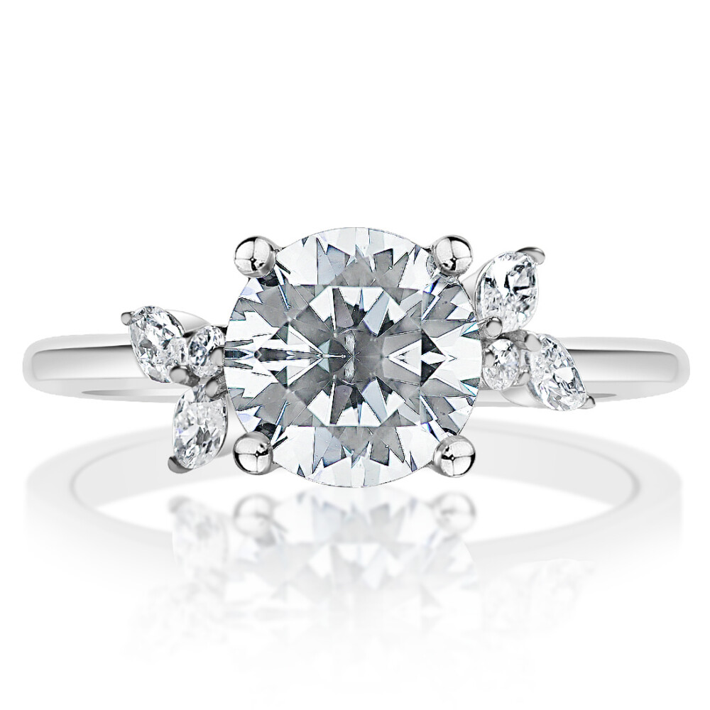 Round Diamond Fancy Cluster Engagement Ring