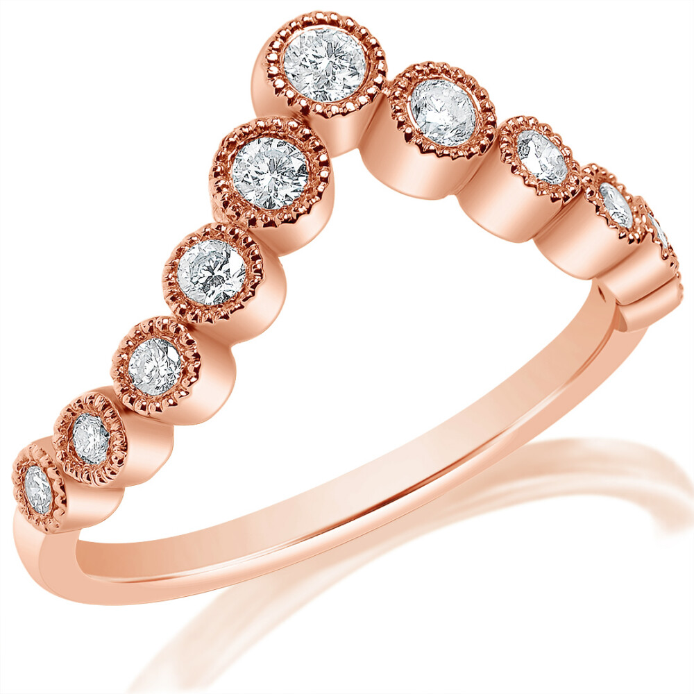 Diamond Milgrain Bezel Pointed Band