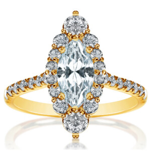 Marquise Diamond Halo with Diamond Band Engagement Ring