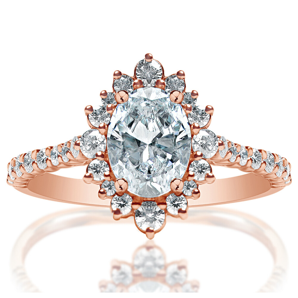 Oval Diamond Halo with Diamond Band Engagement Ring