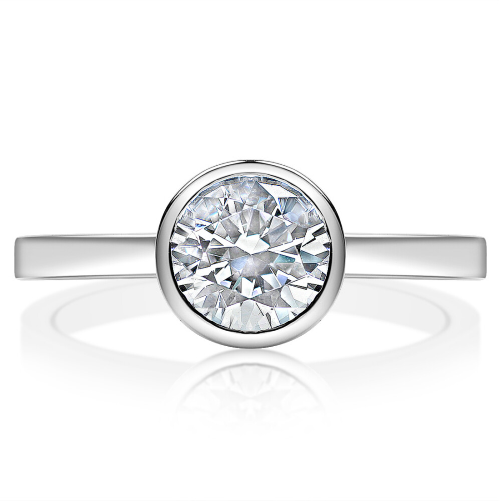 Round Diamond Bezel Set Engagement Ring