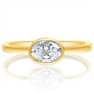 Oval East West Bezel Solitaire Engagement Ring