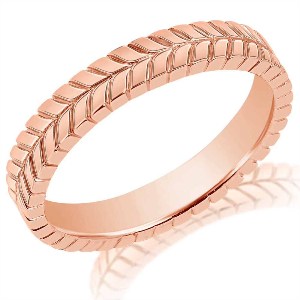 High Polish Leaf Wedding Band