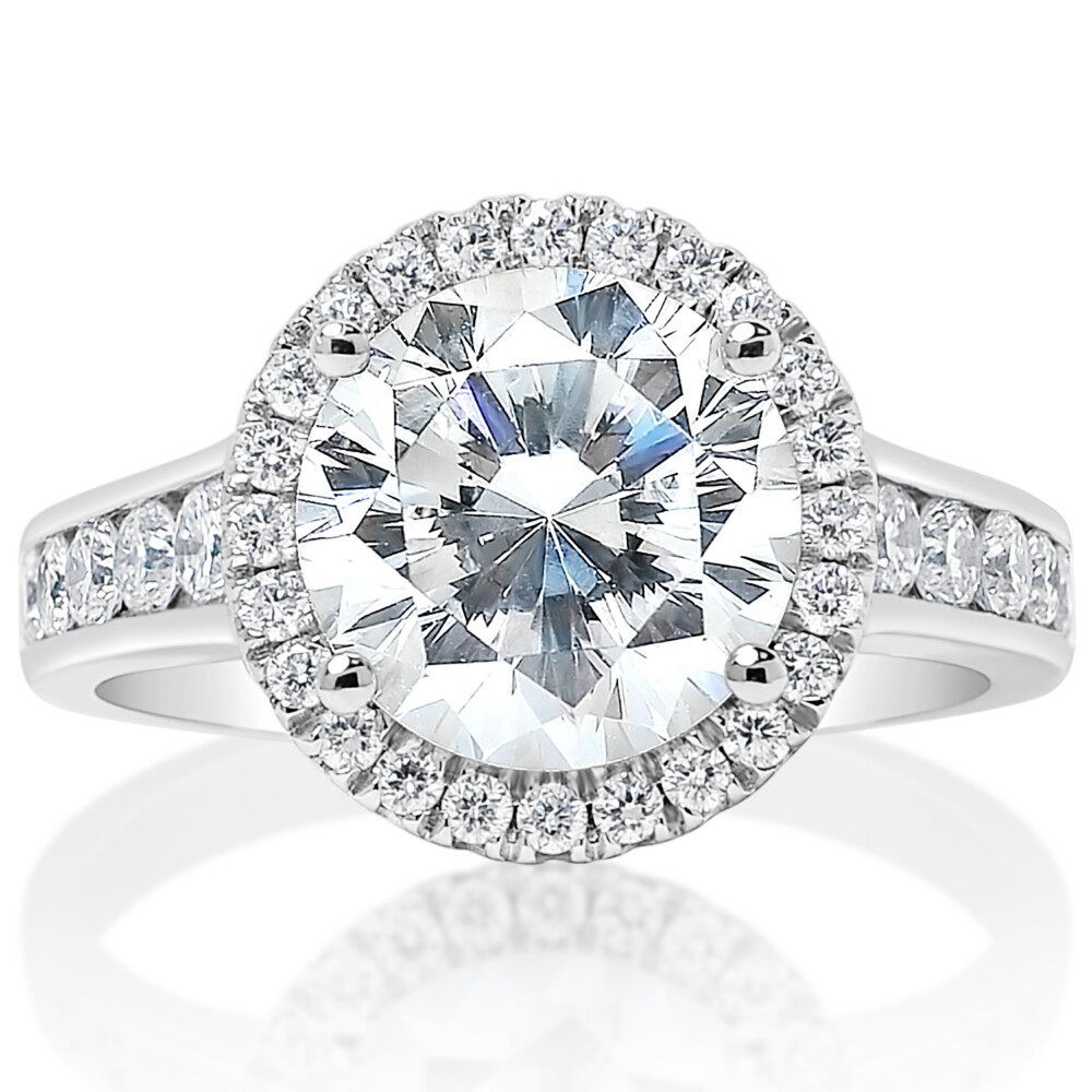 Round Diamond Halo with Studded Band Engagement Ring