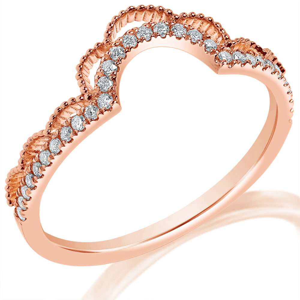 Scalloped Milgrain Diamond Curved Band