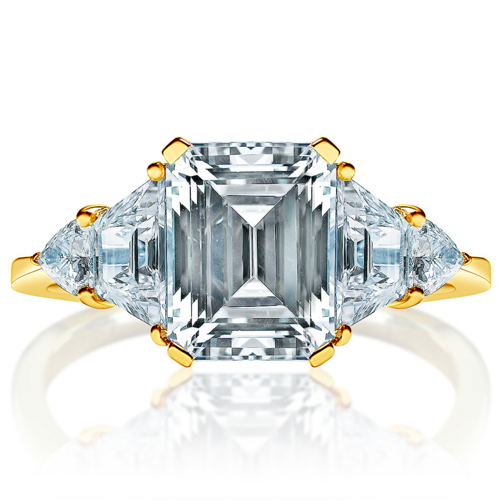 Emerald Diamond Fancy Sidestones Engagement Ring