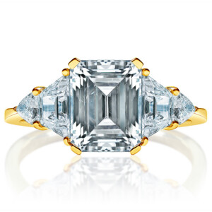 Emerald Diamond Fancy Sidestones Engagement Ring