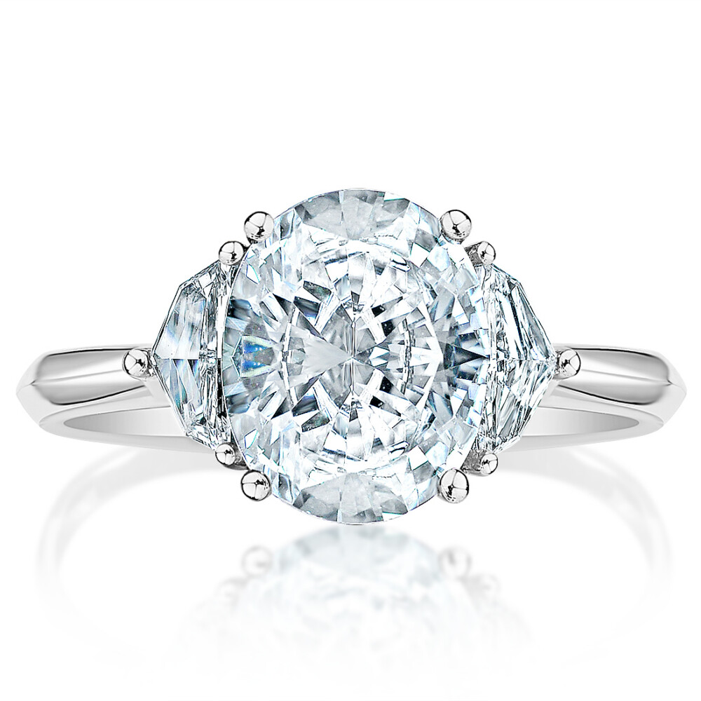 Oval Fancy Sidestones Engagement Ring